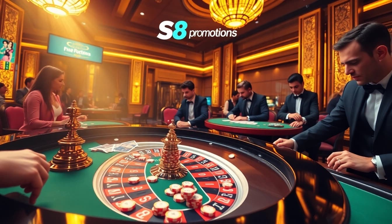 Betting excitement at the S8 casino with professional roulette and colorful chips.