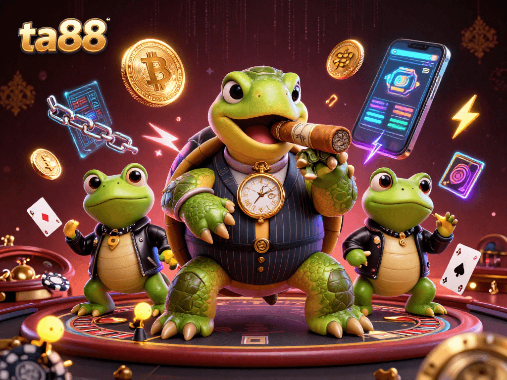 Experience thrilling casino adventures with ta88's snapping turtle and bullfrog enforcers in an electrifying scene.