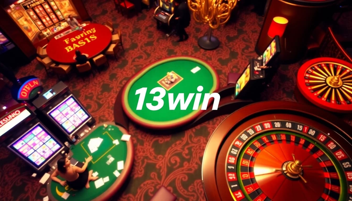 Players enjoying a thrilling game at the 13win casino floor with vibrant tables and exciting atmosphere.