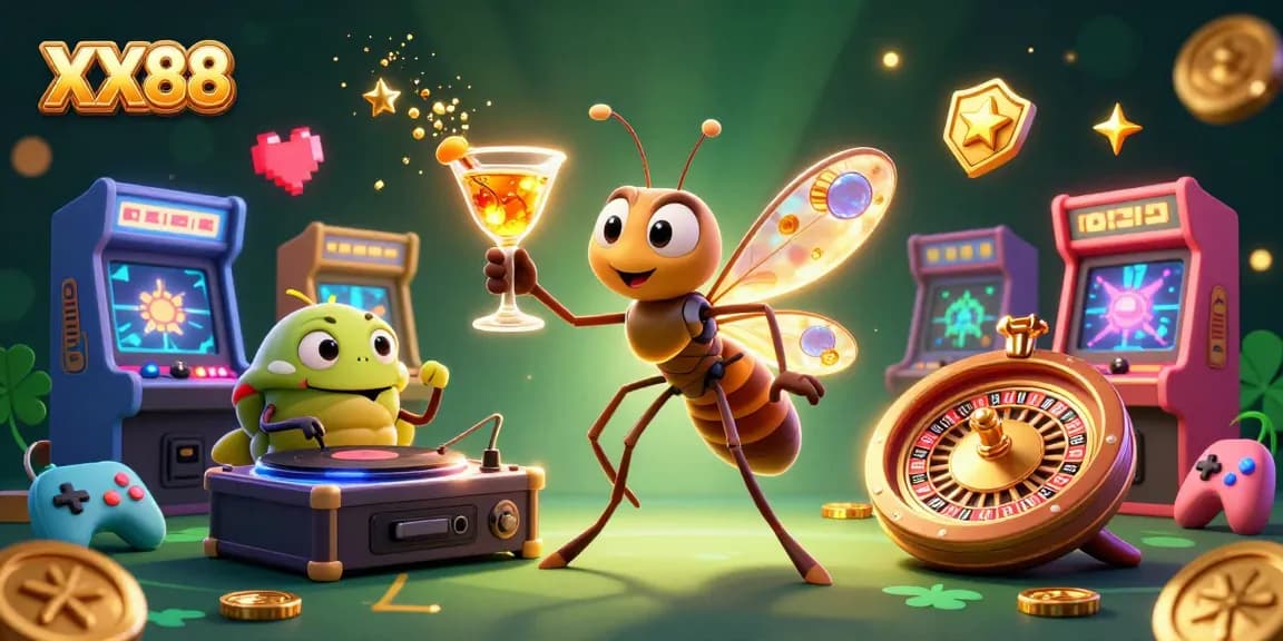 Experience thrilling gameplay with the XX88 casino mascot and vibrant gaming elements in a dynamic 3D scene.