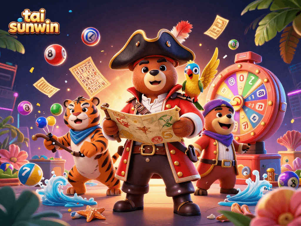 Engage with tai sunwin's vibrant game elements featuring interactive characters and dynamic lottery visuals.