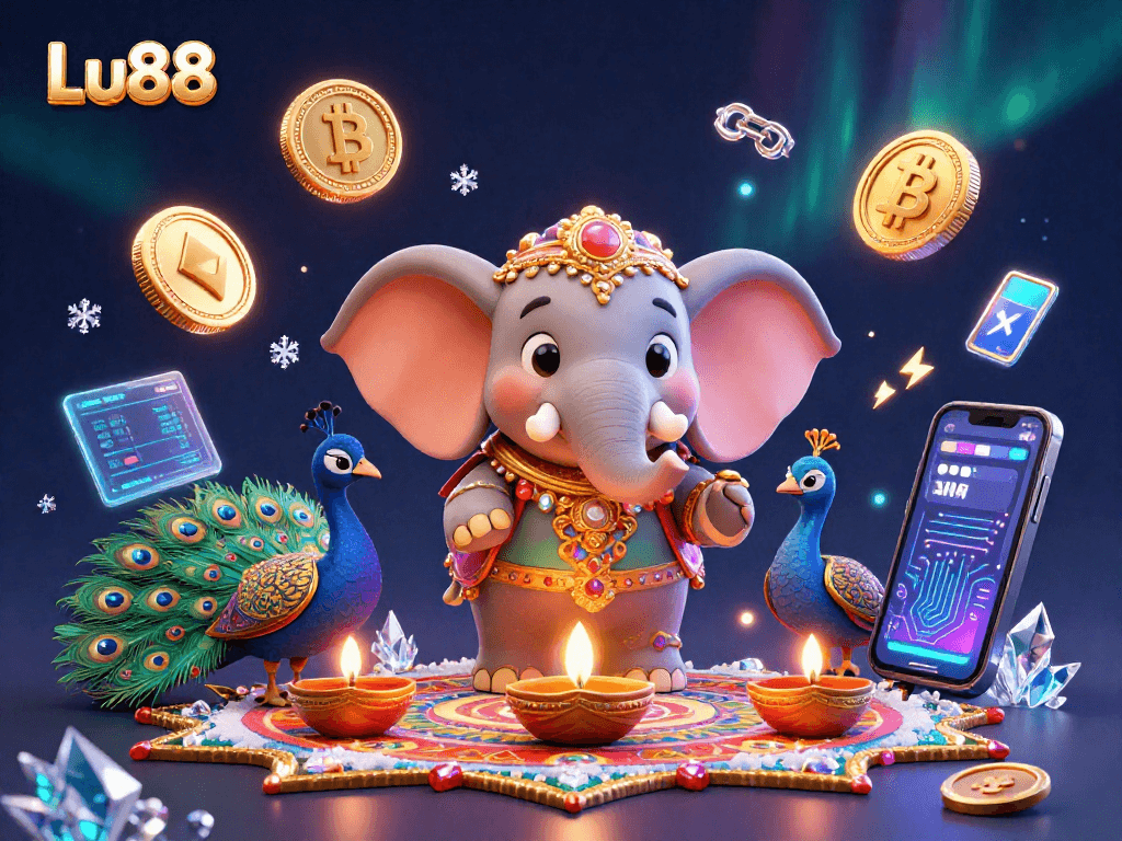Experience the thrill of winning at Lu88 with vibrant 3D casino elements and characters.