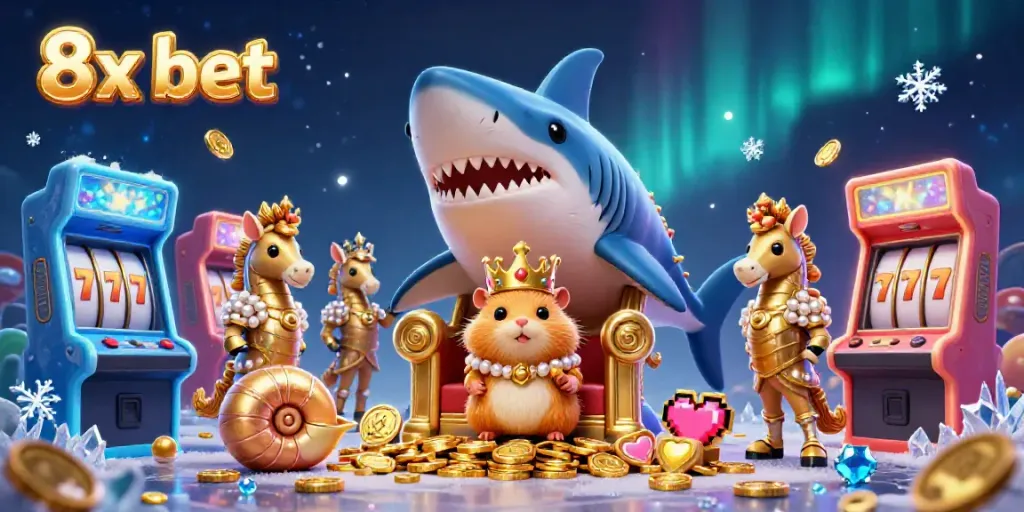 Engage in the vibrant world of 8x bet with a royal hamster king and dynamic casino elements.
