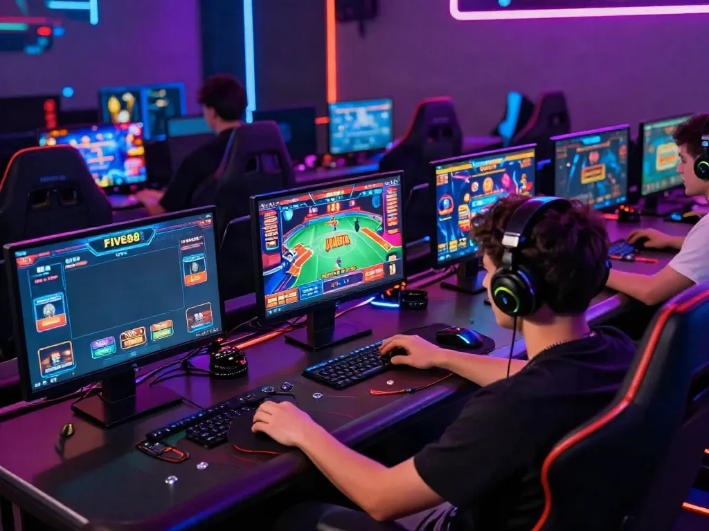 A player immersed in the vibrant online gaming experience at FIVE88, showcasing dynamic game interfaces and engaging atmosphere.