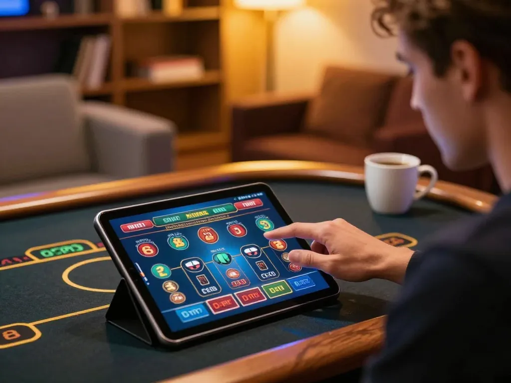 Link đăng ký 9bet showcased on the tablet screen, highlighting strategic online gaming excitement.