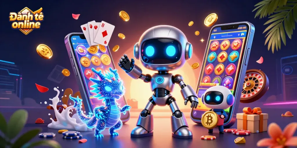 Experience engaging Đánh đề online gameplay with cartoon cyberpunk elements and vibrant casino visuals.