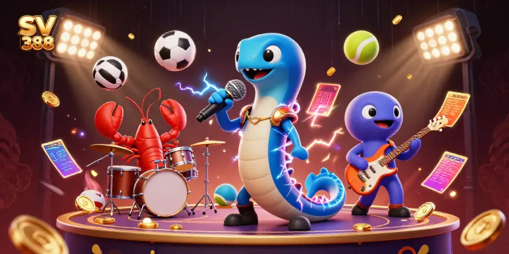 Experience the excitement of SV 388 with an electric eel DJ performing at an underwater casino stage.