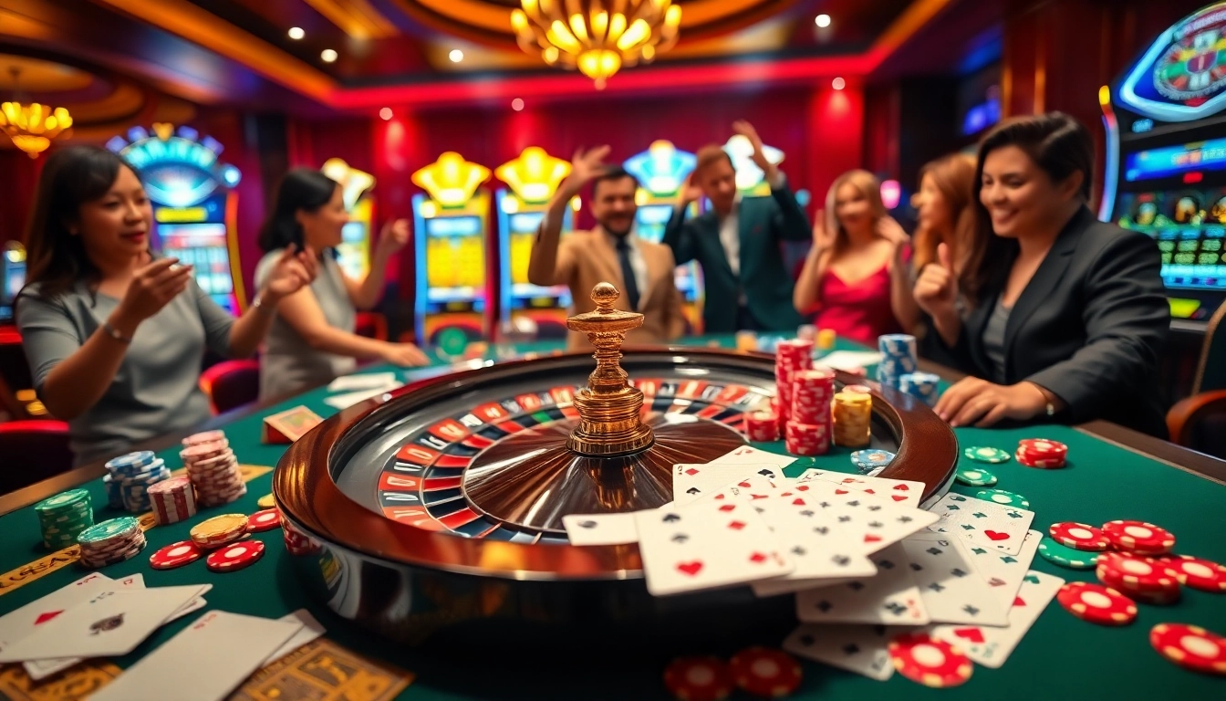 Winning at Kết quả xổ số with vibrant casino tables and thrilling players in action.