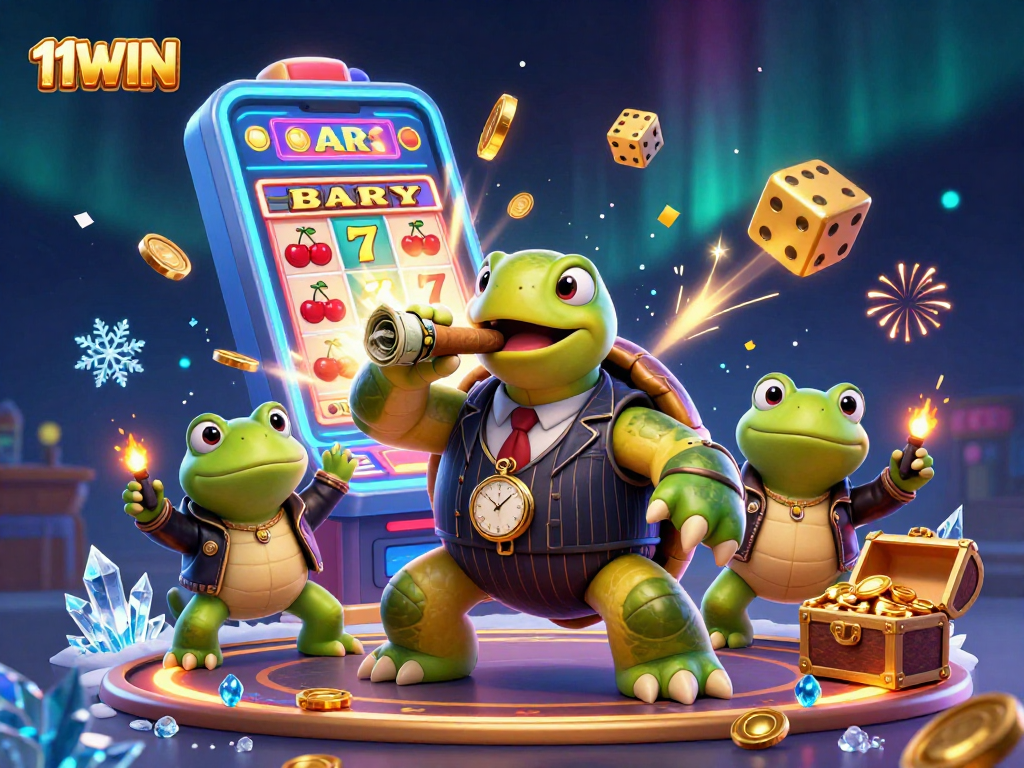 Join the excitement at 11WIN, featuring vibrant slot games and dynamic casino visuals.