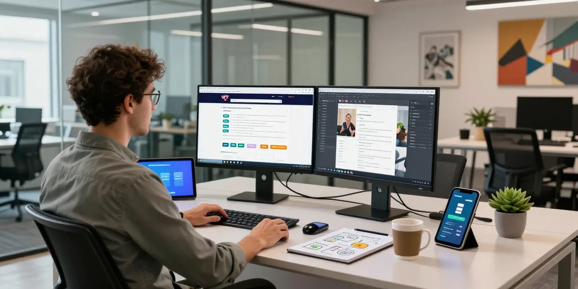 Working professional engaging with the WPS Official Website in a modern tech office environment, showcasing productivity and collaboration.