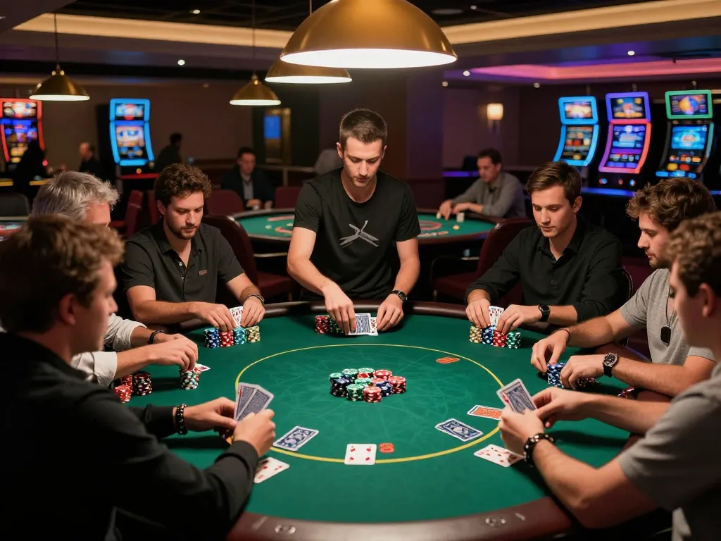 Players engaging in an exciting poker game at a modern casino while aiming for B52 winning strategies.