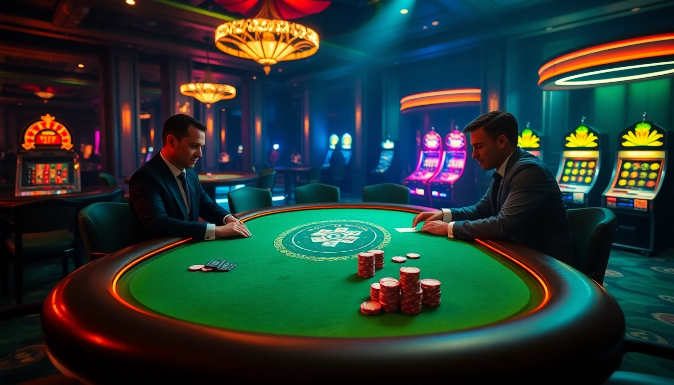 Engage in Truyên ma hay nhất while enjoying a thrilling casino poker game with vivid lights and excitement.