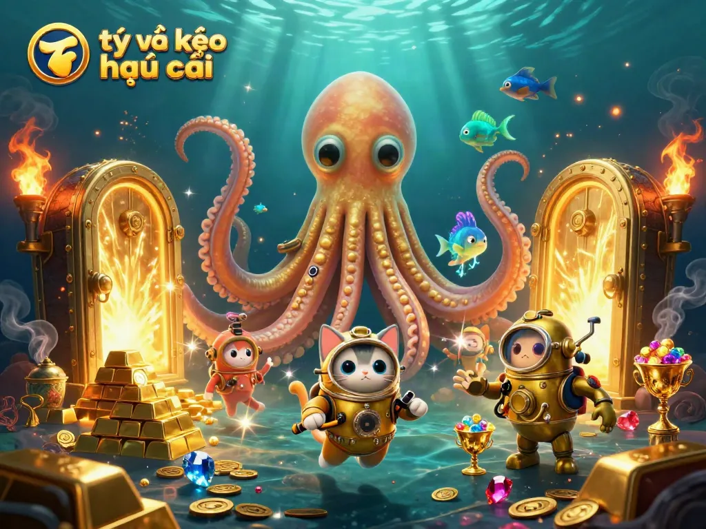 Experience the excitement of tỷ lệ kèo nhà cái with a dynamic underwater gambling illustration.