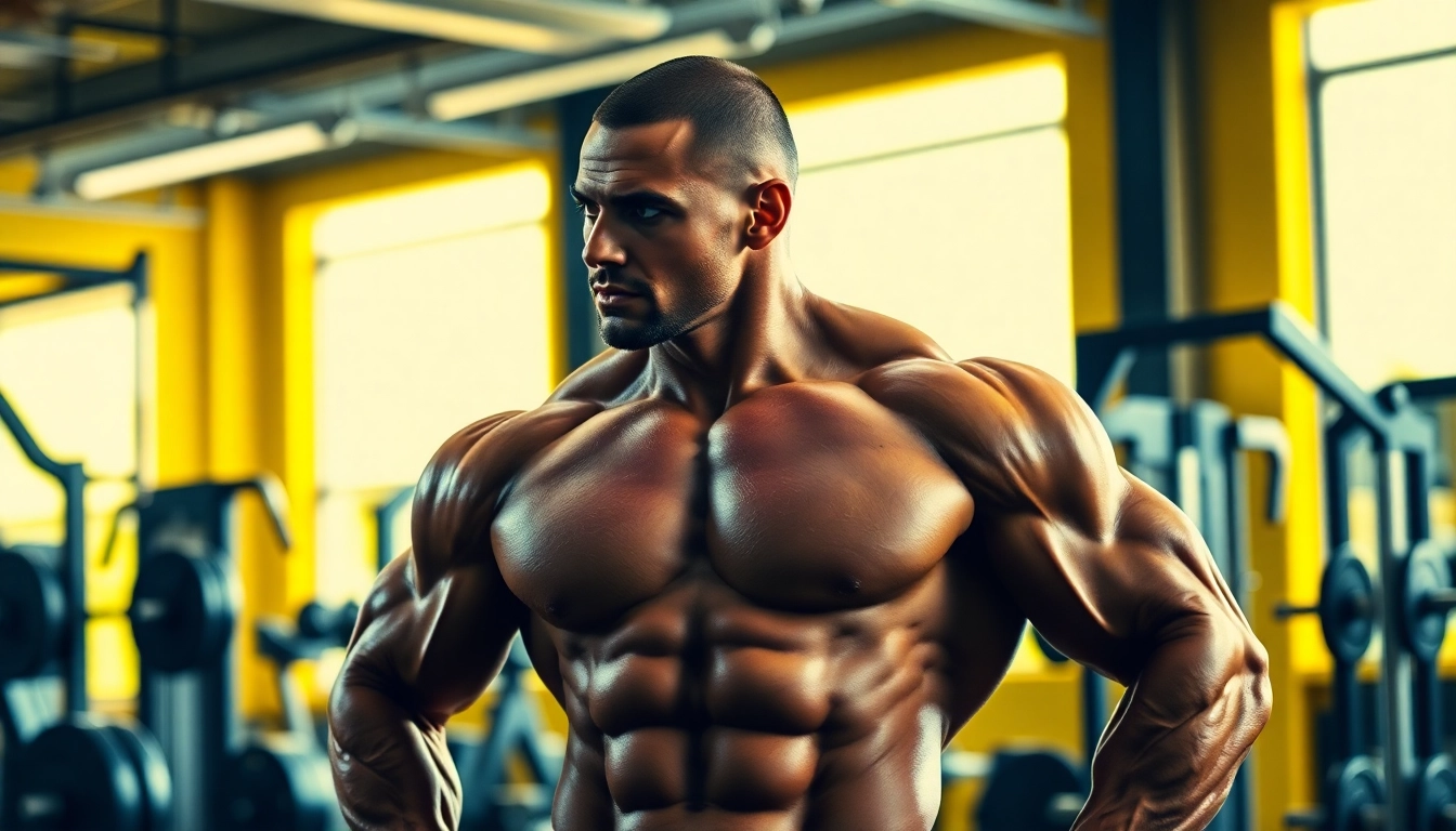 Nandrobal Nadrolone Phenyl Propionate versterkt de spieren van een bodybuilder in de sportschool.