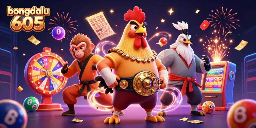 Engage with the thrilling world of sports betting on Bongdalu 605 through dynamic lottery-themed illustration.