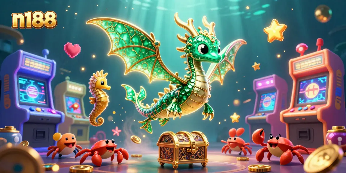 Experience thrilling gaming adventures with n188’s vibrant casino-themed visuals featuring a sea dragon.