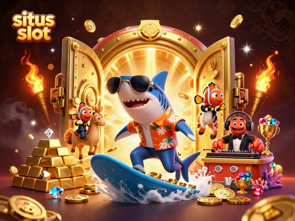 Experience thrilling victories at sitios slot with vibrant characters amidst gold and gems.