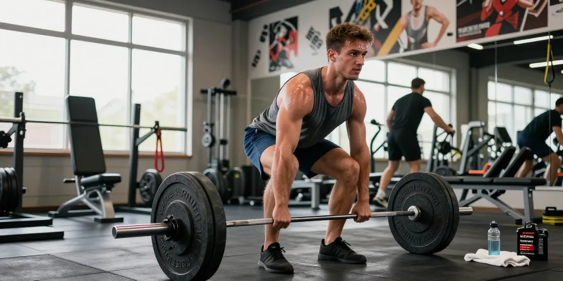 Athletic man performing deadlifts in a modern gym using Prime Pharma Steroiden for enhanced performance.