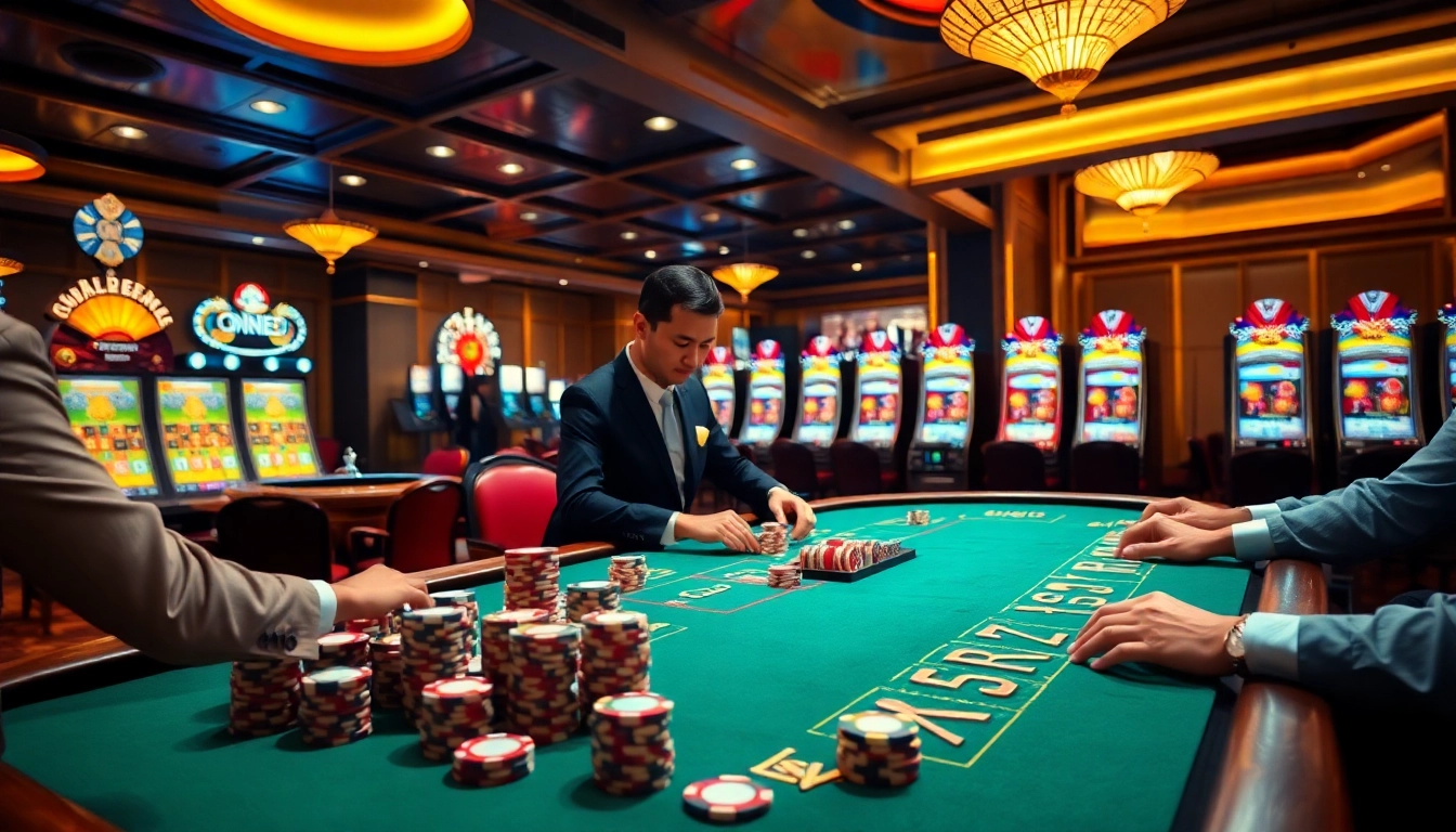 Experience thrilling casino action at kubetz.dev with vibrant gaming tables and glowing slot machines.