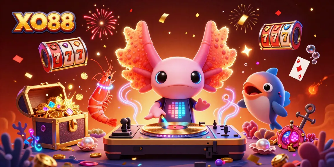 Experience the thrill of XO88 with glowing neon characters and vibrant casino elements.