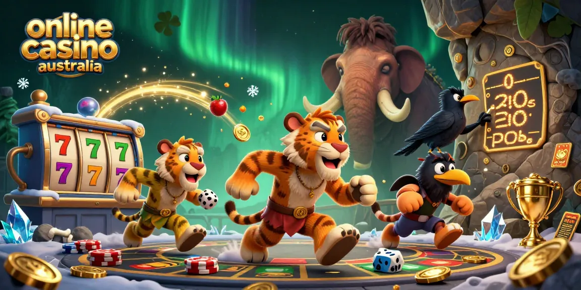 Engage with online casino australia through a vibrant prehistoric scene packed with dynamic gaming elements.