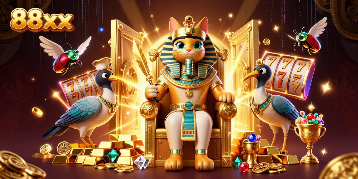Spin and win with 88xx in this vibrant casino-themed 3D illustration featuring gold and jewels.