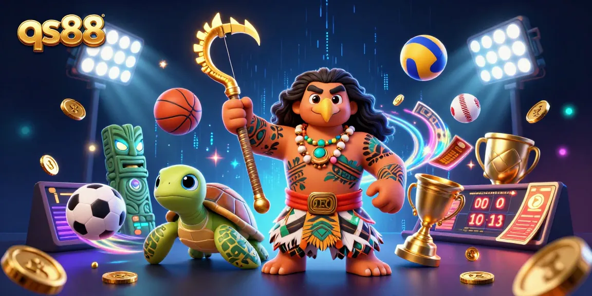 Experience the excitement of qs88 sports betting with dynamic visuals of a hawk and turtle in a casino backdrop.
